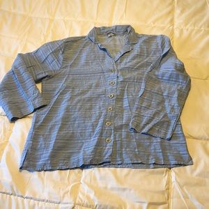 Sheer 3/4 sleeve button down shirt